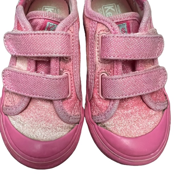 Keds Glittery Hook & Loop Sneaker, Toddler/Little Kid, Pink, Sz 6.5M - Picture 2 of 12